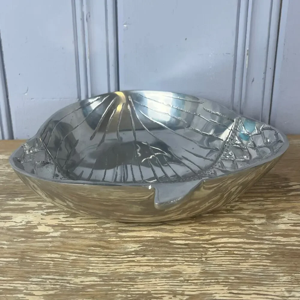 Large Metal Acorn Serving Bowl 11x9”SilverTone Fall Thanksgiving Decor Catchall